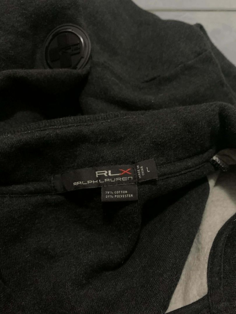 Black 1/4 Zip Pullover Sweatshirt with Pocket (Category: Coats, Jackets and Outerwear) located in Davao. Submitted by bygone.threads (Listing ID 1469098387, Image 2). Description: RLX Polo Sport Ralph Lauren Dark Gray 1/4 Quarter Zip Sweatshirt Size L on tag (23x27.5 - Late 2000s released) (please see last pic for the minor issue) ₱1k FREE SHIPPING DM TO NEGOTIATE 📩.
