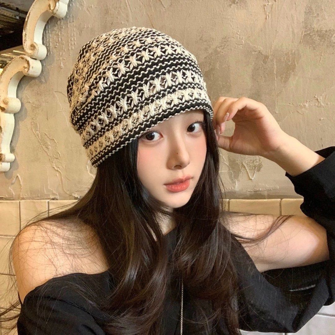 Black and White Striped Crocheted Beanie Hat (Category: Hats & Beanies) located in Taguig. Submitted by mengxir20193848 (Listing ID 1469002422, Image 1). Description: - Color: Classic black and white stripes - Design: Slouchy fit with an open-work crochet pattern - Material: Lightweight, breathable, and stretchy knit fabric - Versatility: Easy to style with any outfit - Season: Perfect everyday accessory for cooler days.