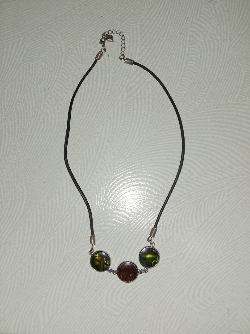 Black Cord Pattern Necklace with Three Stone Pendants (Category: Necklaces) located in Bacolod City. Submitted by beam_tori (Listing ID 1469057937, Image 1). Description: - MOP: Gcash - MOD: J&T.