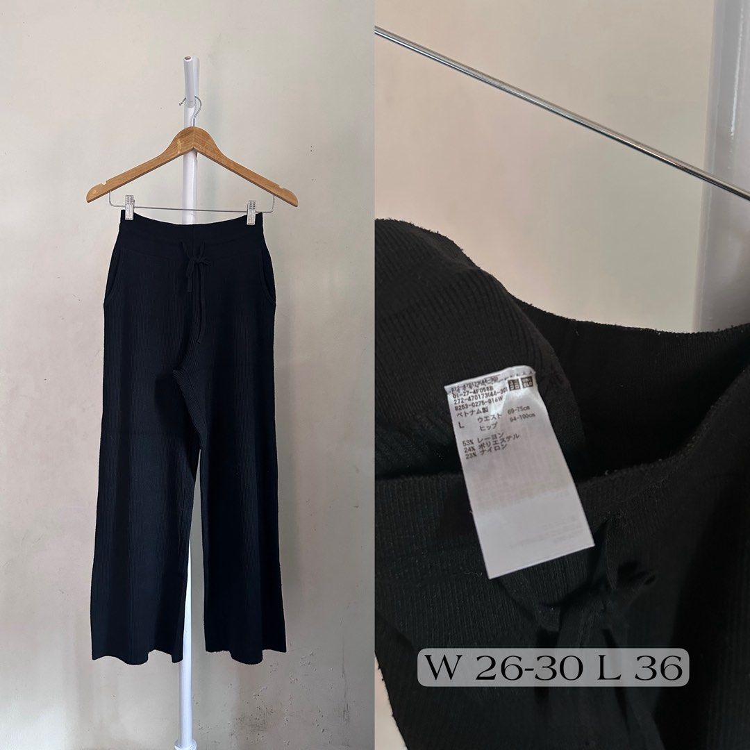 Black Ribbed Knit Wide Leg Pants (Category: Jeans) located in Rizal. Submitted by loveluna. (Listing ID 1469019371, Image 1). Description: .