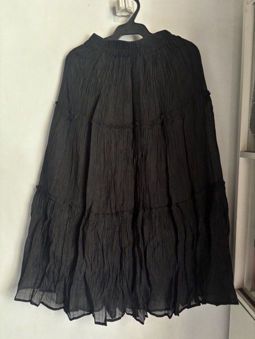 Black Tiered Maxi Skirt (Category: Skirts) located in General Trias. Submitted by r_bimil (Listing ID 1469157920, Image 1). Description: Black Tiered Maxi Skirt for sale!.