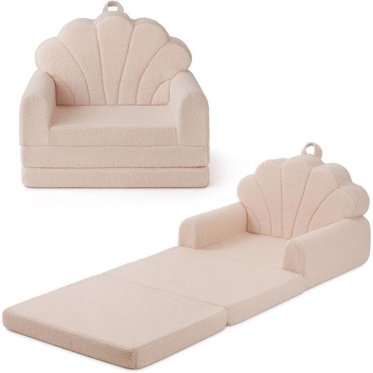 Blissful Diary Folding Kids Sofa, 2 in 1 Kids Sofa Chair, Beige Coating ...