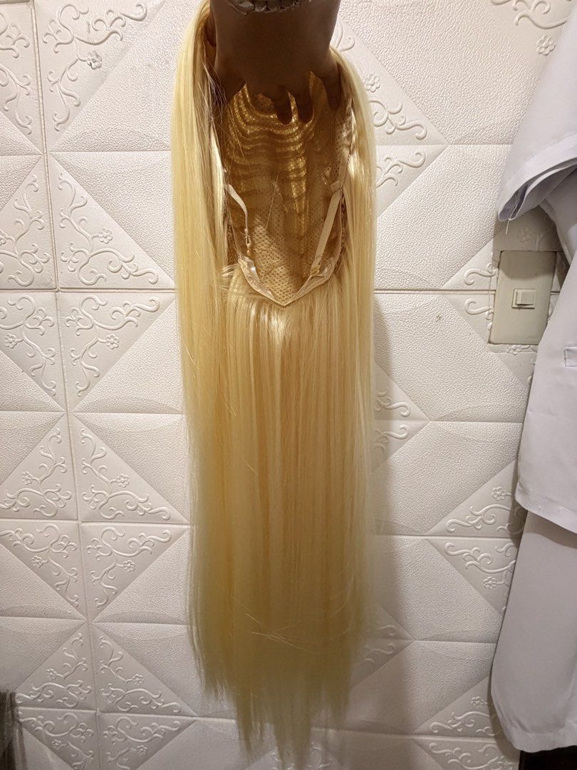 Blonde wig (Category: Hair) located in Rizal. Submitted by alexuhhhh (Listing ID 1468975762, Image 3). Description: RFS: tried it on but didnt suit me -synthetic hair -with wig cap na -70cm -never been used (tried on lng to see the fit on me).
