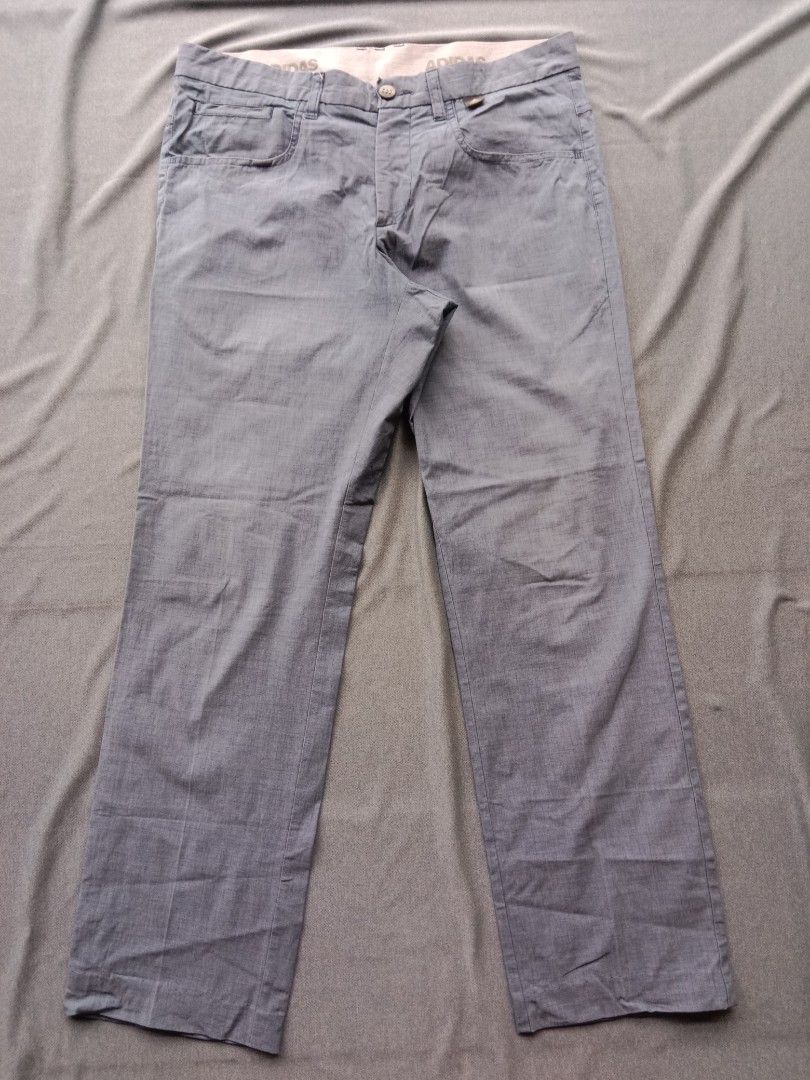 blue adidas straight pants with elastic (Category: Trousers) located in Bontoc. Submitted by irene_banganan (Listing ID 1469010868, Image 2). Description: blue adidas straight pants with elastic waistband waist: 34" | length: 38" size L on tag makapal, little stretch no flaws, excellent condition.