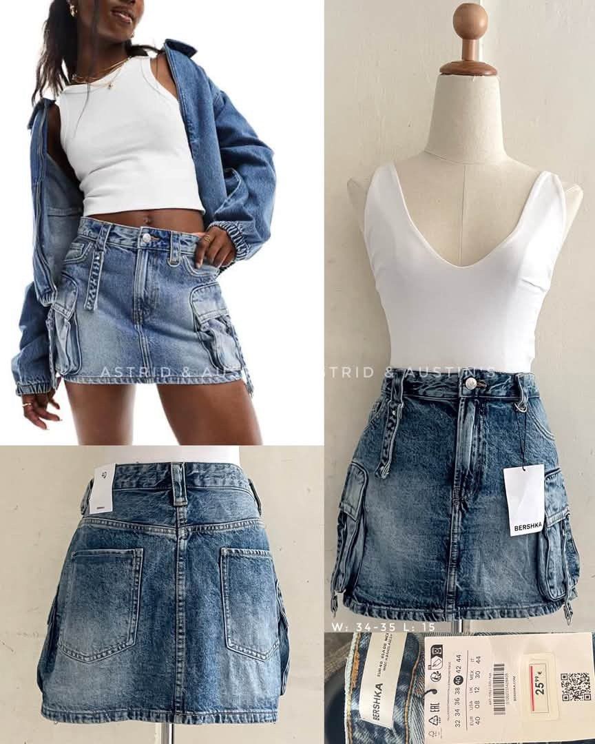 BNWT BERSHKA cargo skirt (Category: Skirts) located in Dasmarinas. Submitted by allisongrey1323 (Listing ID 1468971625, Image 1). Description: BNWT BERSHKA cargo skirt EUR40 waist: 34-35 length: 15 price: 1,200.