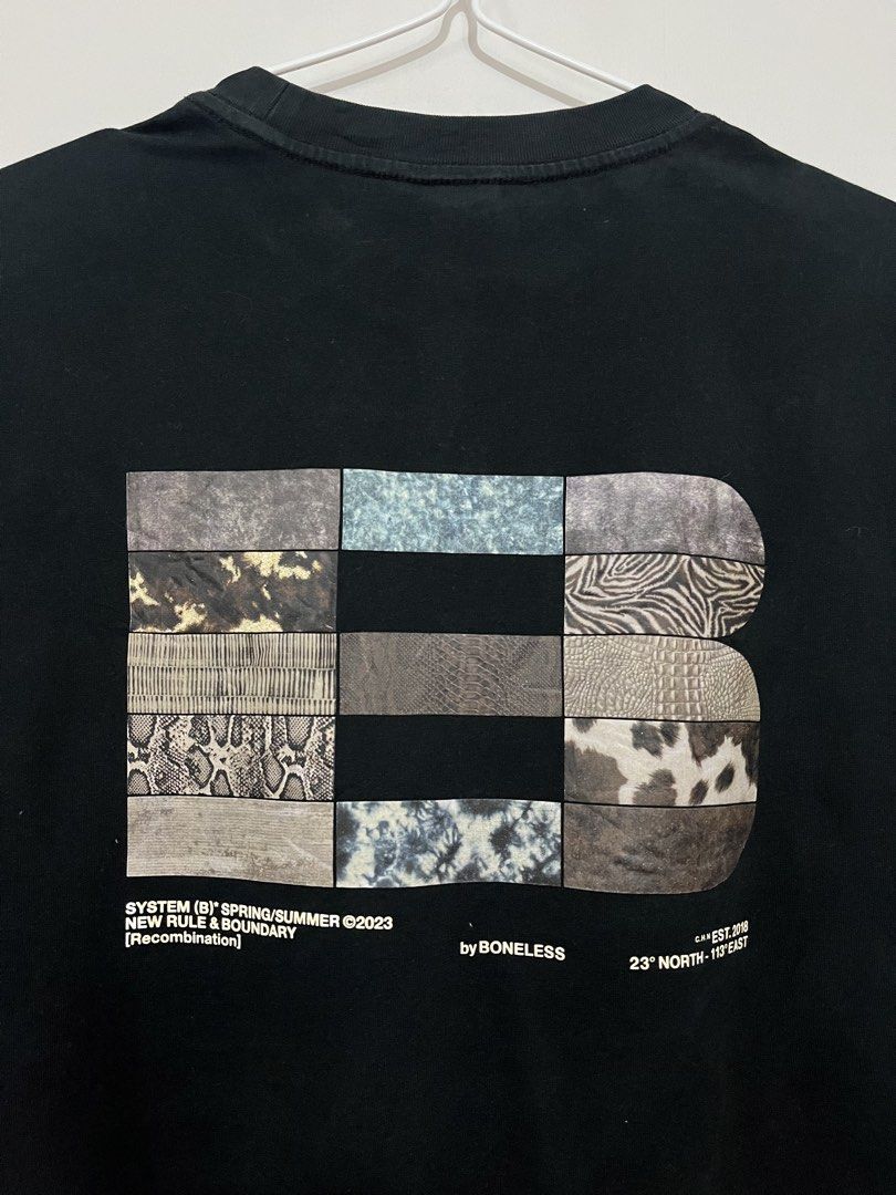 Boneless System B T-Shirt (Category: Tshirts & Polo Shirts ) located in Daet. Submitted by rens.finds (Listing ID 1469111383, Image 2). Description: Boneless - Condition: 9/10 - Issue: ❌ - Color Rate: 9/10 - Length x Width ( 27x23 ) “Actual product color may vary due to lighting.” ⬅️ Swipe For More Details .
