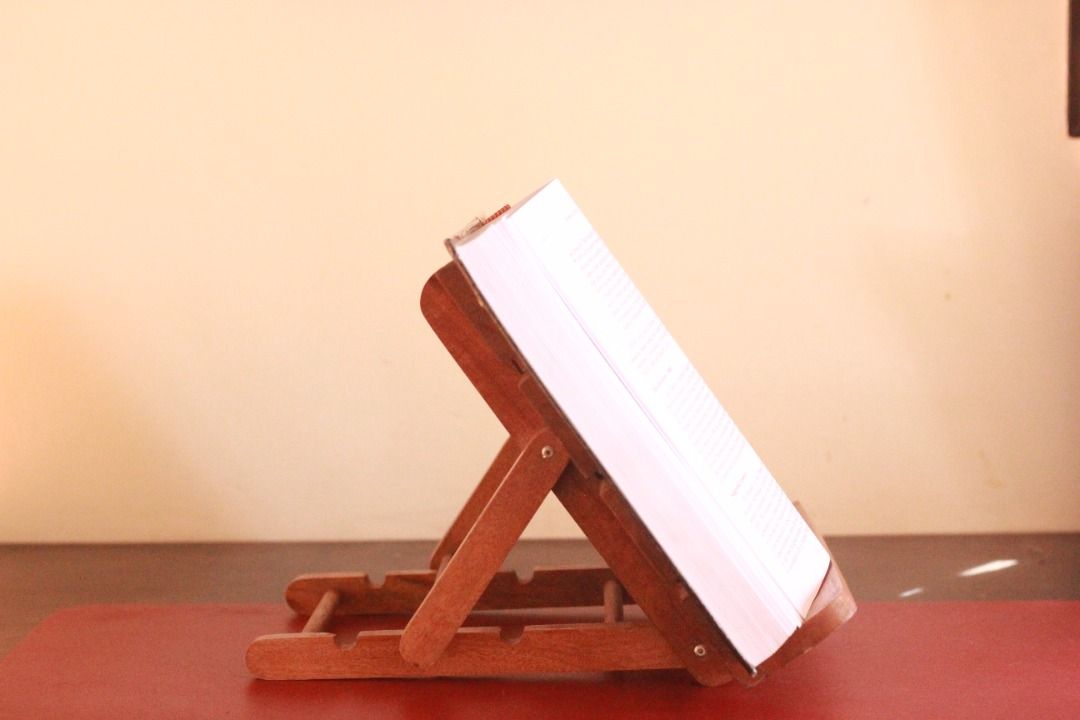 Book stand for heavy law books (Category: Textbooks) located in Manila. Submitted by ceteris (Listing ID 1469051983, Image 2). Description: - Book stand originally for bibles - Bought from bible store - Product link: https://stpauls.ph/product/book-stand-adjustable-12-x/ I have 2 of these. If you would like to buy 1 only, ₱320. For both, ₱600. Thank you!.
