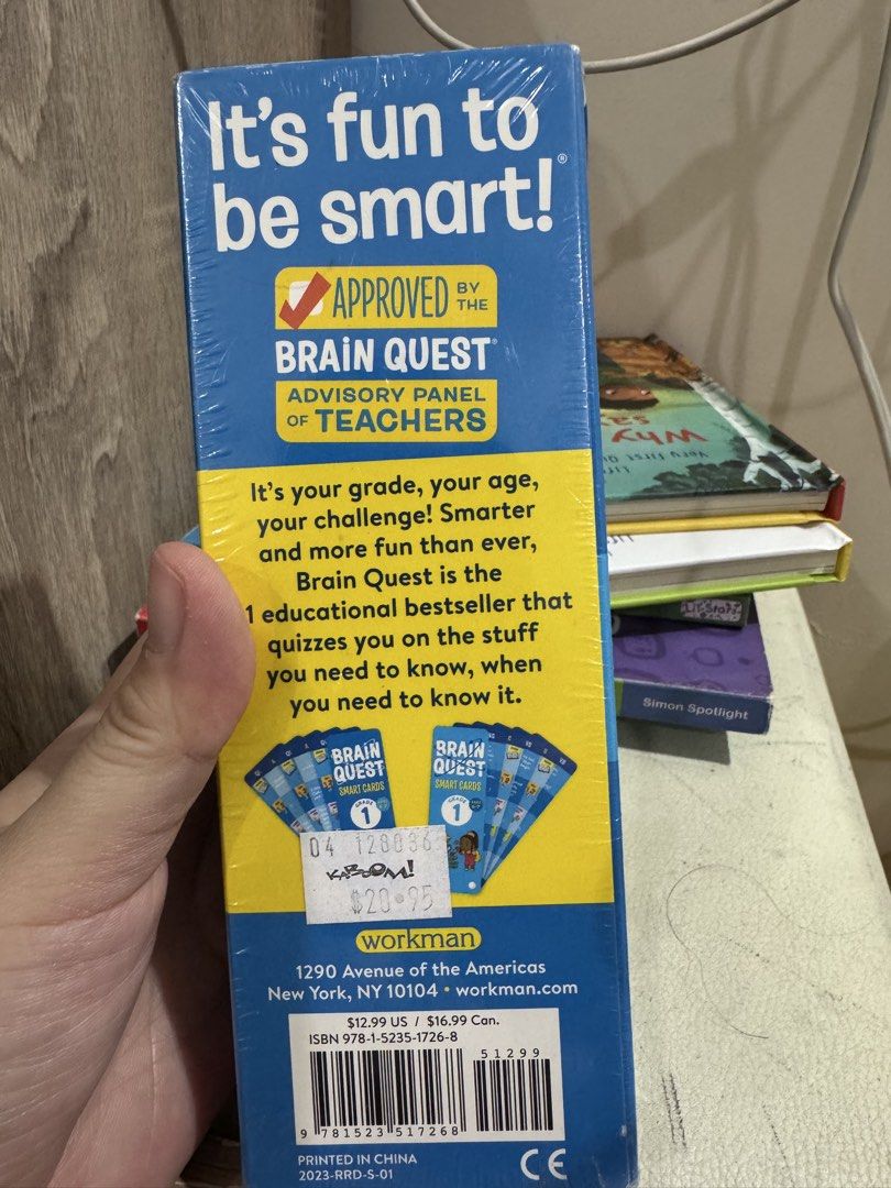 Brain Quest Smart Cards Grade 1 Ages 6-7 Revised 5th Edition (Category: Children's Books) located in Antipolo. Submitted by winsell (Listing ID 1469006016, Image 2). Description: - Item: Brain Quest Smart Cards (Grade 1 / Ages 6-7) - Edition: Revised 5th Edition - Condition: Brand new, still wrapped in plastic film - Features: Curriculum-based Q&A learning game - Perfect for: Practicing and learning at home or while traveling.