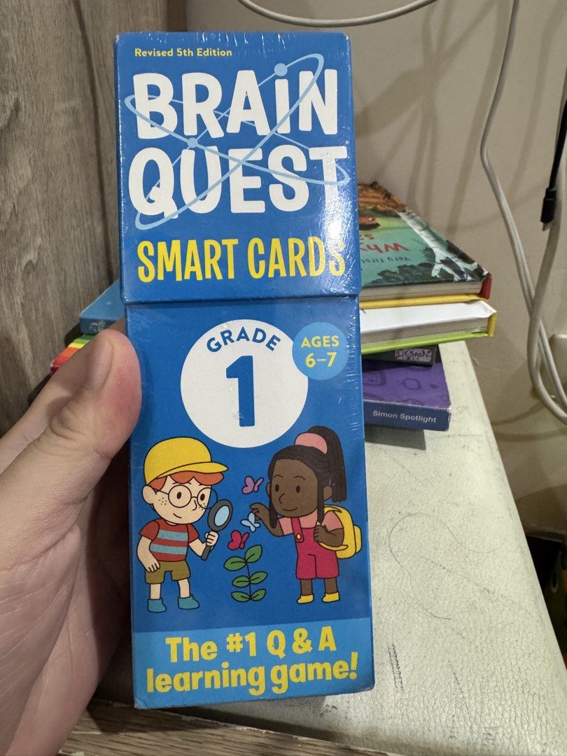 Brain Quest Smart Cards Grade 1 Ages 6-7 Revised 5th Edition (Category: Children's Books) located in Antipolo. Submitted by winsell (Listing ID 1469006016, Image 1). Description: - Item: Brain Quest Smart Cards (Grade 1 / Ages 6-7) - Edition: Revised 5th Edition - Condition: Brand new, still wrapped in plastic film - Features: Curriculum-based Q&A learning game - Perfect for: Practicing and learning at home or while traveling.