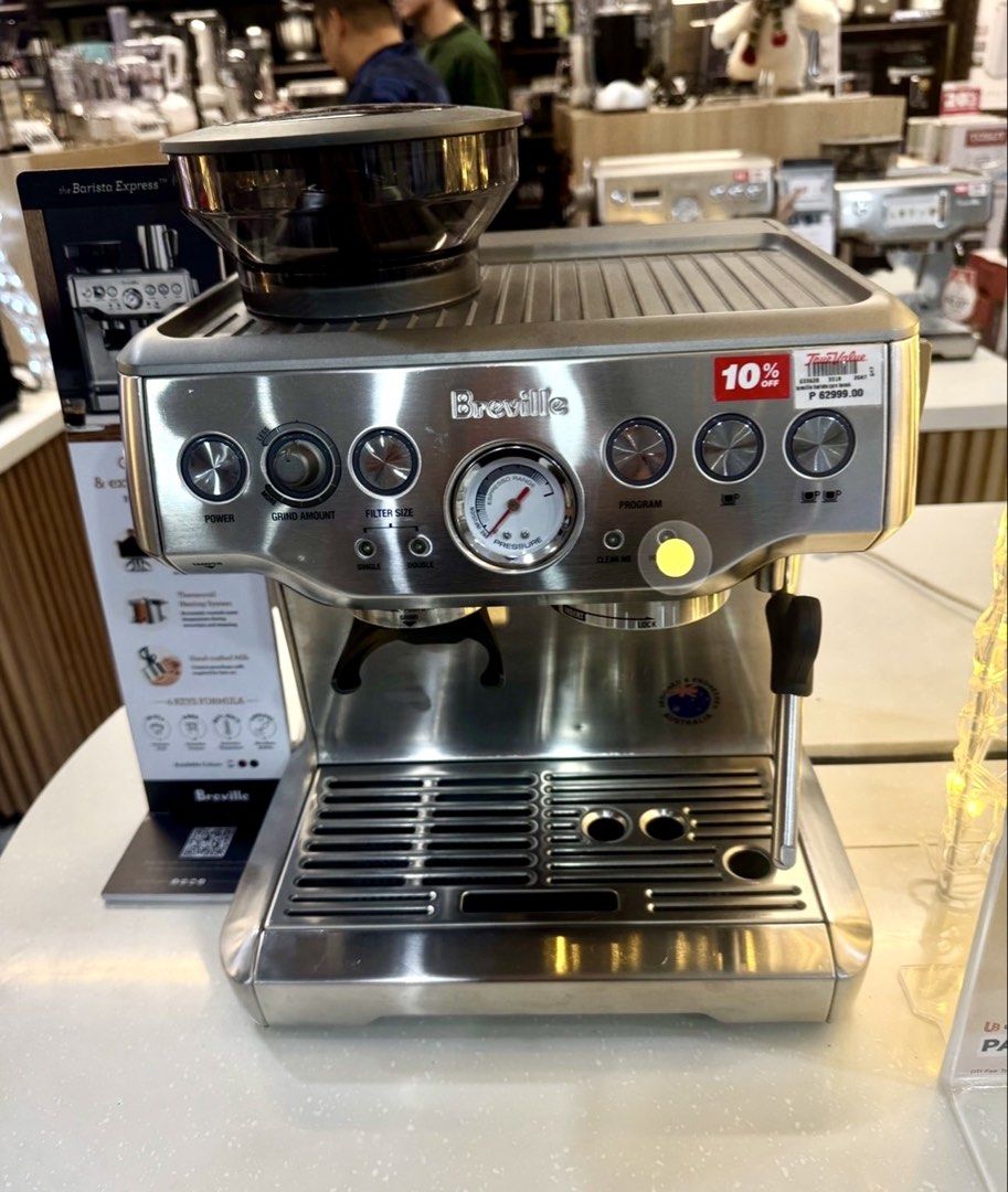 Breville Barista Express Espresso Machine with Grinder (Category: Coffee Machines & Makers) located in Mandaluyong City. Submitted by guiltyshoppaholic (Listing ID 1468994943, Image 3). Description: Selling my Breville Barista Express perfect for coffee lovers who want to enjoy café-quality espresso at home! Brand-New Retail Price: ₱62,999.00 at True Value Reason for Selling: Upgrade WHAT’S INCLUDED: ✅ Breville Barista Express Espresso Machine ✅ 