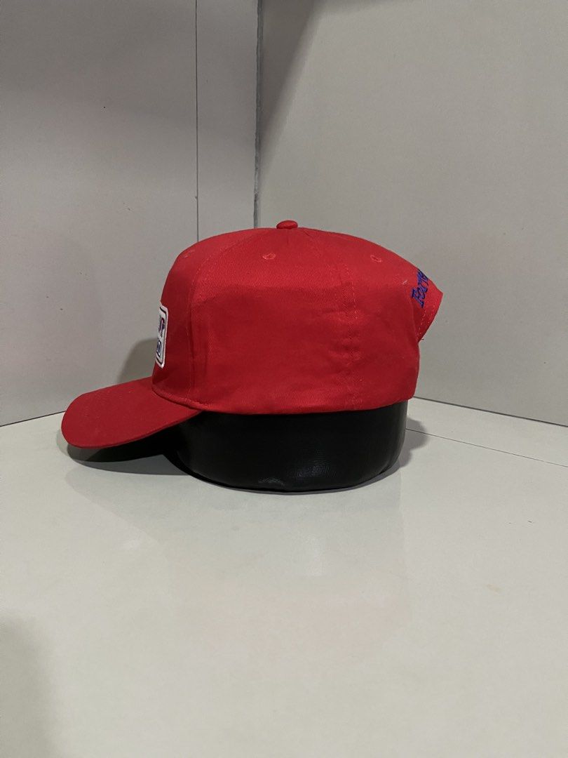 Bubba Gump Shrimp Co. Forrest Gump Snapback Cap (Category: Caps & Hats) located in Maasin. Submitted by niconii090 (Listing ID 1468984772, Image 2). Description: - Official Bubba Gump Shrimp Co. red snapback cap - Embroidered logo on the front and 'Forrest Gump' text in blue on the back - Classic green under-brim detail - Adjustable red plastic snap closure for a custom fit - 100% cotton material, made in China.