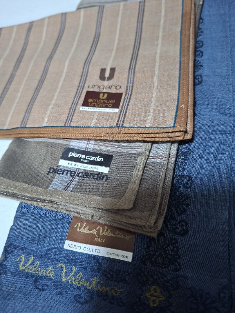 BUNDLE HANKIES FOR HIM AND FOR HER (Category: Face Care) located in Las Pinas. Submitted by annachiaonair2037 (Listing ID 1468973708, Image 3). Description: BUNDLE HANKIES FOR HIM ❌️❌️ FOR HER (SOLD) FROM JAPAN BRANDED marie claire pierre cardin mario valentino bawal interchange as is bundle.