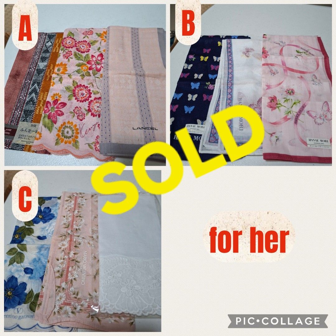BUNDLE HANKIES FOR HIM AND FOR HER (Category: Face Care) located in Las Pinas. Submitted by annachiaonair2037 (Listing ID 1468973708, Image 2). Description: BUNDLE HANKIES FOR HIM ❌️❌️ FOR HER (SOLD) FROM JAPAN BRANDED marie claire pierre cardin mario valentino bawal interchange as is bundle.