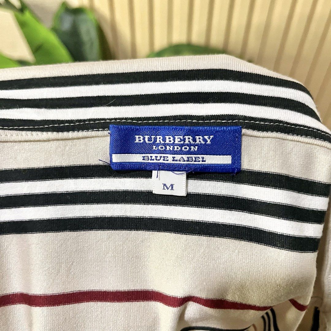BURBERRY BLUE LABEL OFF SHOULDER (Category: Sleeveless) located in Cabadbaran. Submitted by reylandx (Listing ID 1469024831, Image 3). Description: Dimes: 15x18 Size: Small No issue Likenew cond. 10/10 color rate ₱1200 shipped.