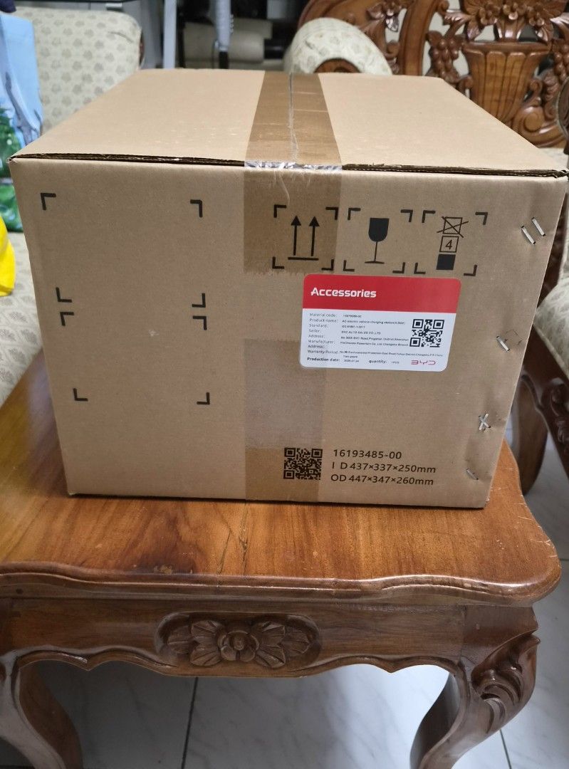 BYD 3.5kW Wall Charger (Category: Lightings, Horns, and other Electrical Parts and Accessories) located in Pasig City. Submitted by maeve75 (Listing ID 1469060969, Image 2). Description: BRAND NEW, SEALED - Brand: Genuine BYD Auto - Item: Single-Phase AC Charging Box Assembly - Power Output: 3.5kW - Part Number: 15079286-00 - Model: SC2E-2126010B - Condition: Factory sealed in original cardboard box - Dimensions: Approx. 447 x 347 x 260 mm - Cain
