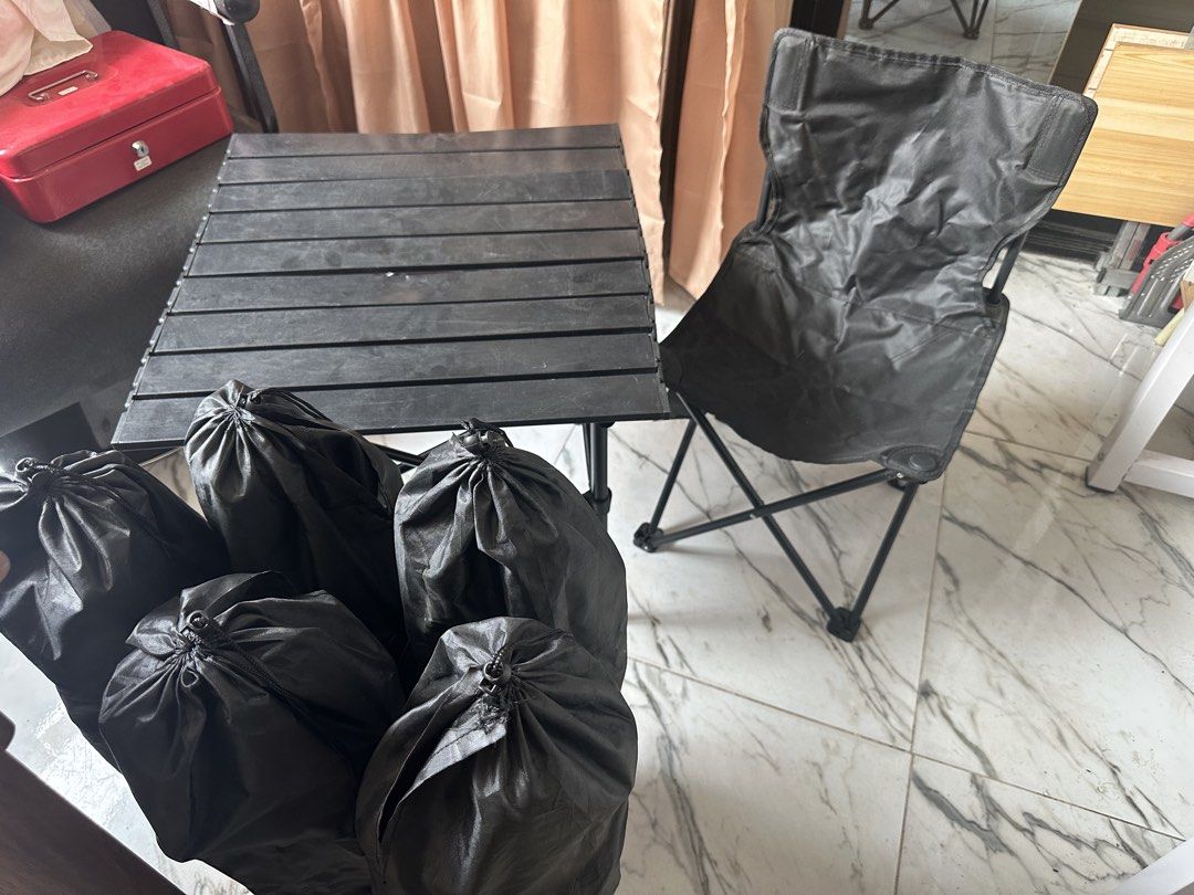 Camping table and chairs (Category: Looking For) located in General Santos City (Dadiangas). Submitted by swiftforest.98320b (Listing ID 1469159499, Image 1). Description: Bawas kalat take all for ₱2,500 4 table and 7 chairs ang iba wala pa nagamit. .