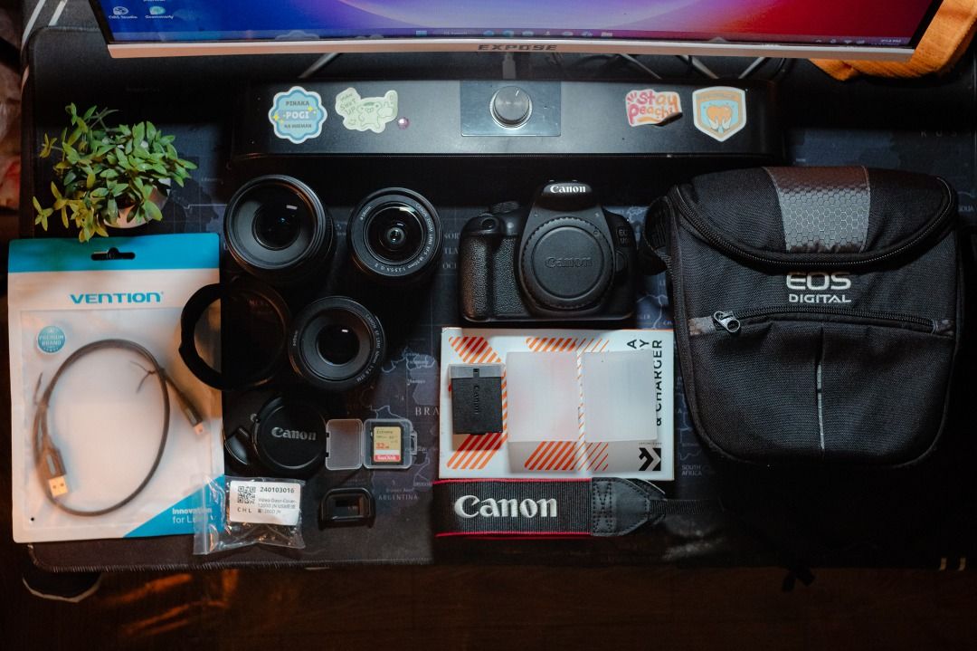 Canon EOS 1200D Complete Setup (3 Lenses + Full Accessories) (Category: Cameras) located in Quezon City. Submitted by blademer_brokeasf55 (Listing ID 1469156277, Image 1). Description: Selling as a complete, ready-to-shoot package—ideal for photography students, beginners, or hobbyists looking for a versatile setup without needing to buy extra gear. 𝗦𝗲𝗹𝗹𝗶𝗻𝗴 𝗣𝗿𝗶𝗰𝗲: ₱20,000 (Fixed) 𝗖𝗼𝗻𝗱𝗶𝘁𝗶𝗼𝗻 & 𝗛𝗶𝗴𝗵𝗹𝗶𝗴𝗵𝘁𝘀: • Canon EOS 