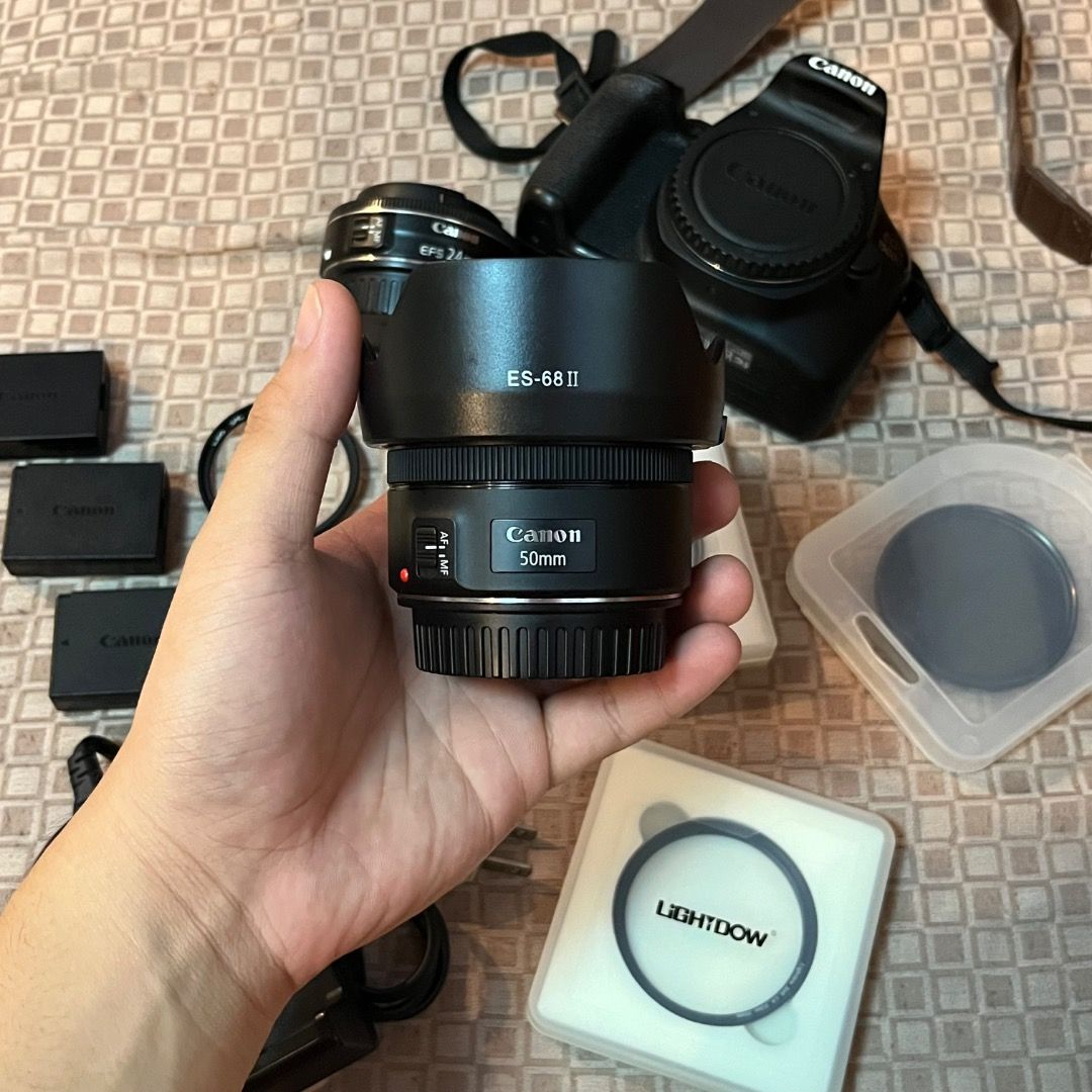 CANON EOS 1500D BUNDLE (Category: Cameras) located in Caloocan City. Submitted by gxbefred (Listing ID 1469011612, Image 3). Description: FOR SALE: CANON EOS 1500D BUNDLE 📸 💰 ₱29,999 NEGOTIABLE RFS: Upgrade INCLUSIONS: 📷 Camera Body * Canon EOS 1500D (body only) * Original box and manuals * Original camera strap * 3 original LP-E10 batteries * 1 charger 🔍 Lenses * Canon EF-S 24mm f/2.8 STM * Canon EF 50mm f/1.8 STM (with box) 🎞️ Filters & Ac