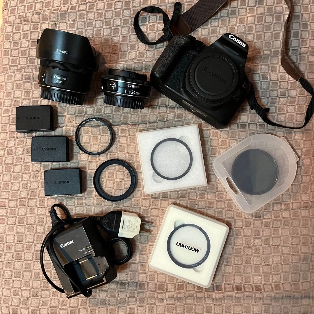 CANON EOS 1500D BUNDLE (Category: Cameras) located in Caloocan City. Submitted by gxbefred (Listing ID 1469011612, Image 1). Description: FOR SALE: CANON EOS 1500D BUNDLE 📸 💰 ₱29,999 NEGOTIABLE RFS: Upgrade INCLUSIONS: 📷 Camera Body * Canon EOS 1500D (body only) * Original box and manuals * Original camera strap * 3 original LP-E10 batteries * 1 charger 🔍 Lenses * Canon EF-S 24mm f/2.8 STM * Canon EF 50mm f/1.8 STM (with box) 🎞️ Filters & Ac