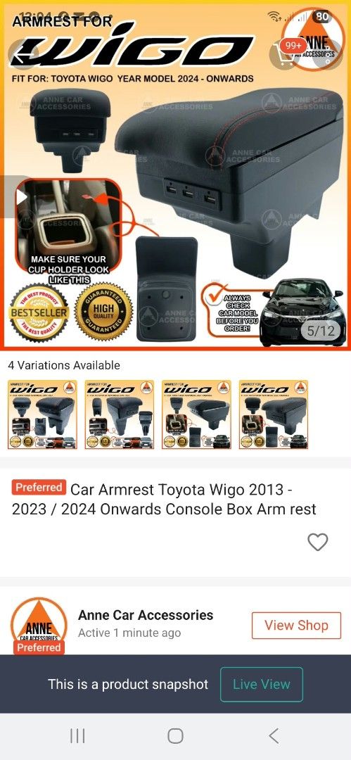 Car Armrest for Wigo (Category: Body Parts and Accessories) located in Zaragoza. Submitted by sherree1281 (Listing ID 1469061262, Image 3). Description: car Armrest for Wigo slighty used 450.00 + shipping fee.