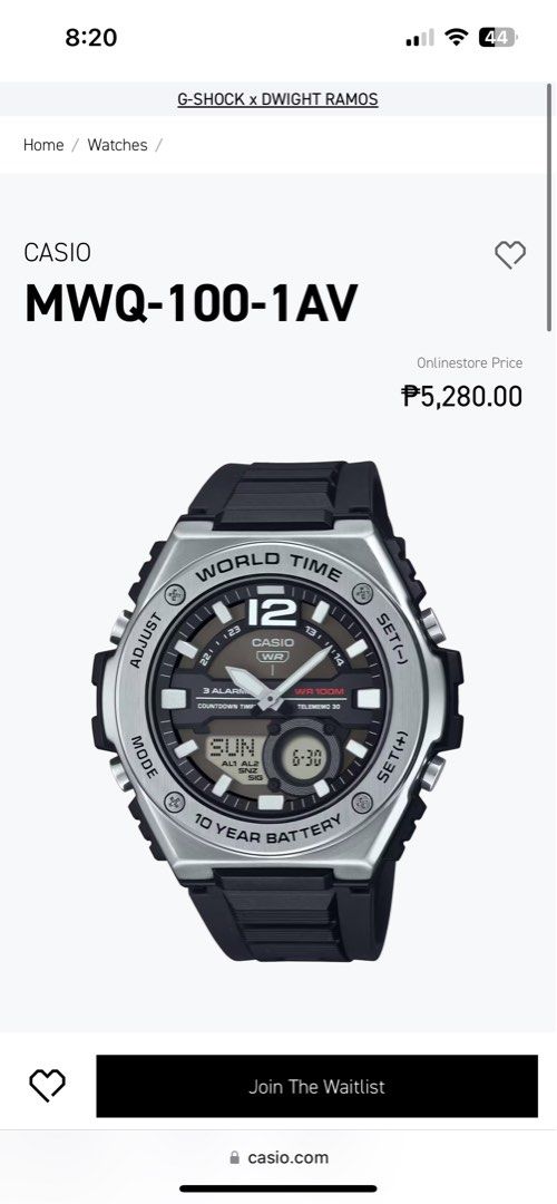 Casio MWQ-100-1AV World Time Watch (Category: Men's Watches) located in San Fernando. Submitted by valcagas (Listing ID 1469067268, Image 2). Description: - Brand: Casio MWQ-100-1AV Analog-Digital Watch - Condition: Brand new, stored in clear plastic display packaging - Battery Life: Massive 10-year battery - Water Resistance: Up to 100 meters - Key Features: World time and 3 convenient alarms - Materials: Stainless steel/resin case with a comfor