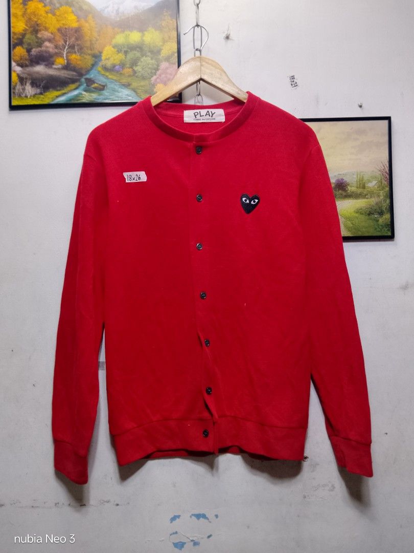 CDG play cardigan jacket (Category: Longsleeves) located in Valenzuela. Submitted by joshwrldselection (Listing ID 1469104929, Image 1). Description: small excellent condition need wash only thrift..