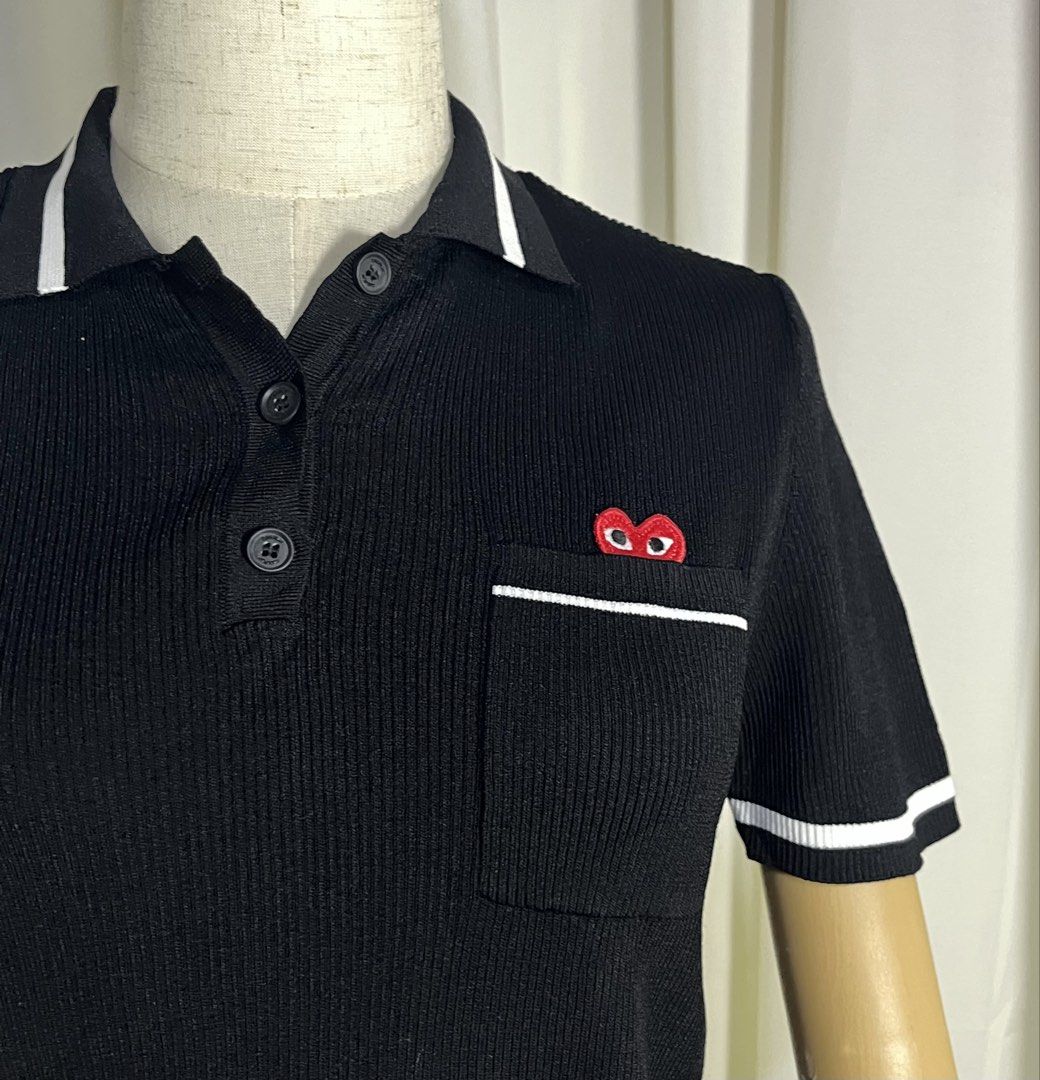 CDG Play Knit Polo Top (Category: Others Tops) located in Ozamiz City. Submitted by annbernized_ (Listing ID 1469078517, Image 2). Description: XL on tag but can fit to small-semi large .