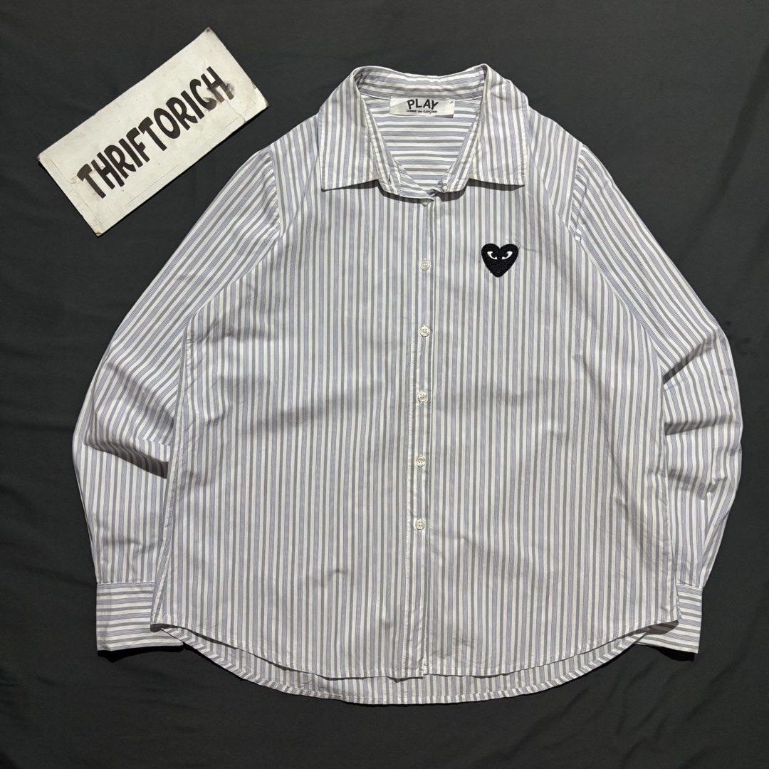 CDG PLAY STRIPE POLO LONGSLEEVE (Category: Tshirts & Polo Shirts ) located in Taytay. Submitted by dwinsapparel (Listing ID 1469014349, Image 1). Description: CDG PLAY STRIPE POLO LONG SLEEVE W-22 LFRONT-25 LBACK-27 EXCELLENT CONDITION NEED WASH COMPLETE TAGS.