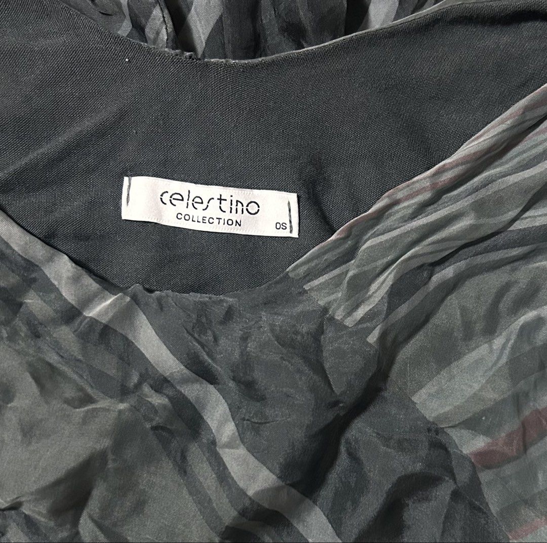 CELESTINO (Category: Dresses) located in Davao. Submitted by sart0ria85 (Listing ID 1469104636, Image 3). Description: C neck adjustable in tie shoulders, in gray stripes made with 30%SILK 70% POLYESTER MADE IN ITALY 🇮🇹 LARGE. Size 8 EXCELLENT CONDITION (94/100).