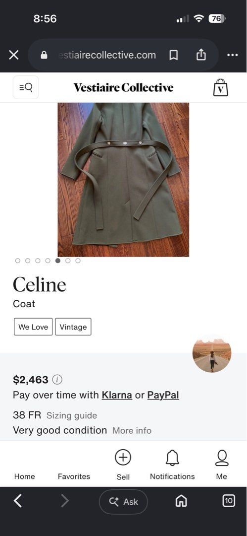 Celine Khaki Green Wool Blend Belted Coat Size 36 (Category: Coats, Jackets and Outerwear) located in Dasmarinas. Submitted by goldengem_e4eb01 (Listing ID 1468971390, Image 1). Description: CE’LINE.RARE AUTHENTIC AW 2018 COLLECTION.WOOL LONG BELTED COAT.DESIGN BY PHOEBE PHILO.STRUCTURED TRENCH COAT WITH WIDE CURVED LAPELS WITH RAISED PIPING DETAILS.A MATCHING WAIST-TIE BELT AND DISTINCTIVE DOME -SHAPED SILVER BUTTONS.A MINIMALIST UTILITY AESTHET