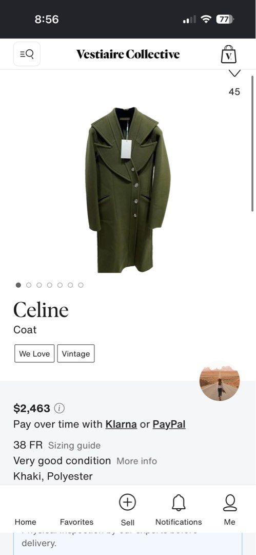 Celine Khaki Green Wool Blend Belted Coat Size 36 (Category: Coats, Jackets and Outerwear) located in Dasmarinas. Submitted by goldengem_e4eb01 (Listing ID 1468971390, Image 2). Description: CE’LINE.RARE AUTHENTIC AW 2018 COLLECTION.WOOL LONG BELTED COAT.DESIGN BY PHOEBE PHILO.STRUCTURED TRENCH COAT WITH WIDE CURVED LAPELS WITH RAISED PIPING DETAILS.A MATCHING WAIST-TIE BELT AND DISTINCTIVE DOME -SHAPED SILVER BUTTONS.A MINIMALIST UTILITY AESTHET