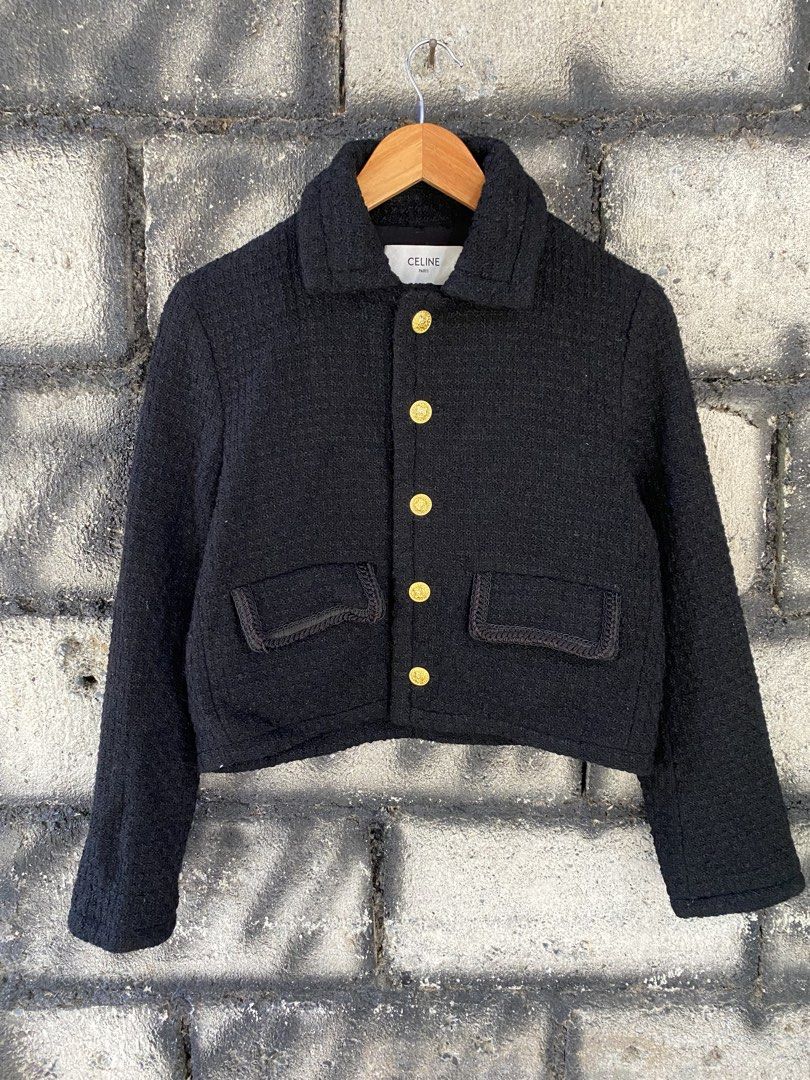 Celine Tweed Jacket (Category: Coats, Jackets and Outerwear) located in Villaverde. Submitted by theluxurythrift.ph (Listing ID 1468966976, Image 1). Description: Wts Celine Tweed Jacket Size 38 On Tag W 18 Inch L 18 Inch Excellent Condition No Flaws 3599 + Sf.