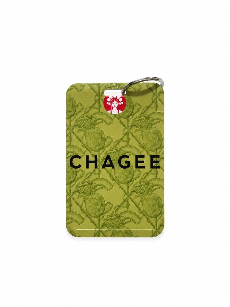CHAGEE Card Holder (Category: Other Merchandise) located in Pasig City. Submitted by swipeandpicks (Listing ID 1469089583, Image 1). Description: • Color: Sage Green / Olive Green with botanical illustrations and the iconic red CHAGEE logo. • Material: Durable, lightweight hard plastic/PVC. • Condition: Brand New / Mint Condition (Never used). [FEATURES] • Top slot opening for easy card insertion. • Features a beautiful, aesthetic melon/tea leaf 