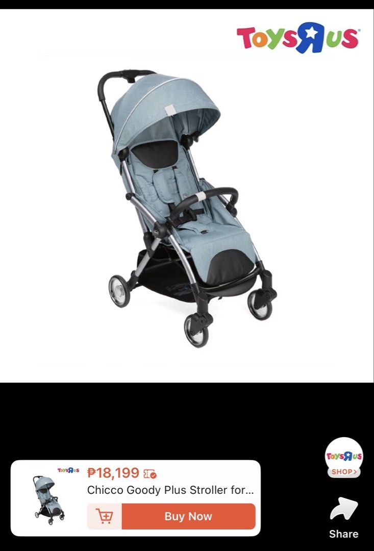 Chicco Goody Plus Stroller Blue (Category: Strollers) located in Manila. Submitted by lm.mommy (Listing ID 1469071573, Image 1). Description: - Brand/Model: Chicco Goody Plus Stroller - Color: Blue - Design: Lightweight frame with an easy folding mechanism - Comfort & Safety: Padded seat harness and adjustable canopy - Storage: Large basket underneath for essentials - Condition: Clean fabric and smooth wheels, ready for daily use.
