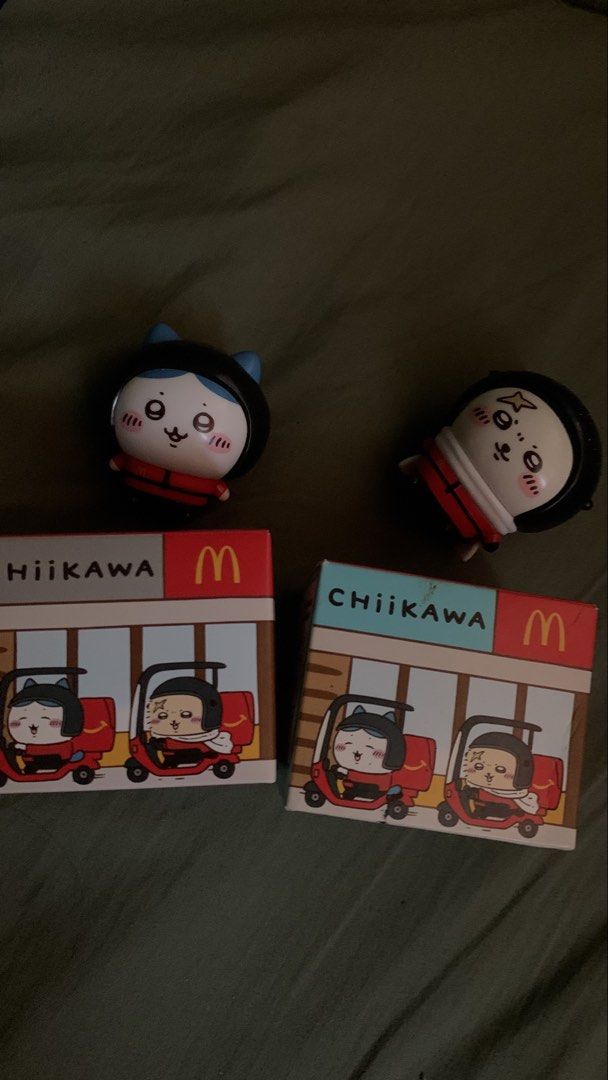 Chiikawa Mcdonald’s Happy Meal (Category: Kids Toys) located in Cagayan de Oro. Submitted by yanisbooks (Listing ID 1469011284, Image 1). Description: 180 EACH. Price is already fixed, strictly no haggling. Available : Usagi Momonga Shisa Hachiware Kurimanju Furuhonya Rakko Can provide more pictures. .