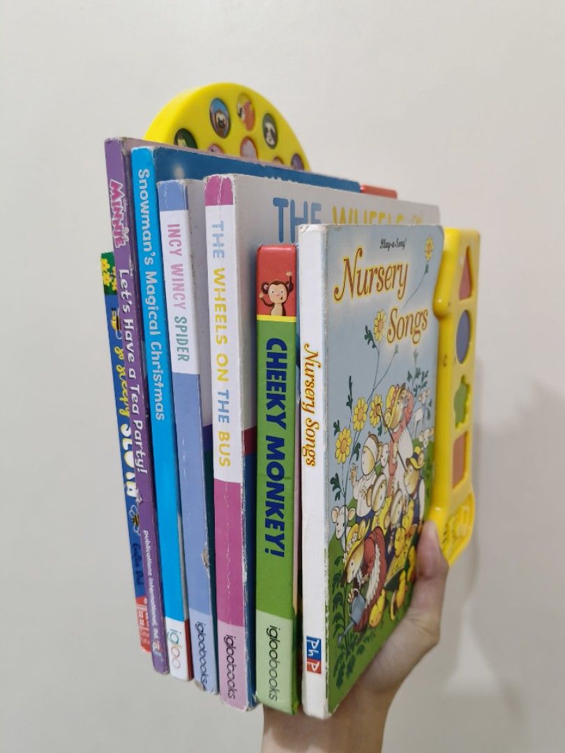 Children's sound books bundle (Category: Children's Books) located in Makati City. Submitted by wowkidsbook (Listing ID 1469083197, Image 2). Description: Bundle includes the following: - Nursery Songs - Cheeky Monkey! (Igloobooks) - The Wheels on the Bus (Igloobooks) - Incy Wincy Spider (Igloobooks) - Snowman's Magical Christmas (Igloobooks) - Disney Minnie: Let's Have a Tea Party! - Sleepy Sloth Condition: The first five books listed above are 