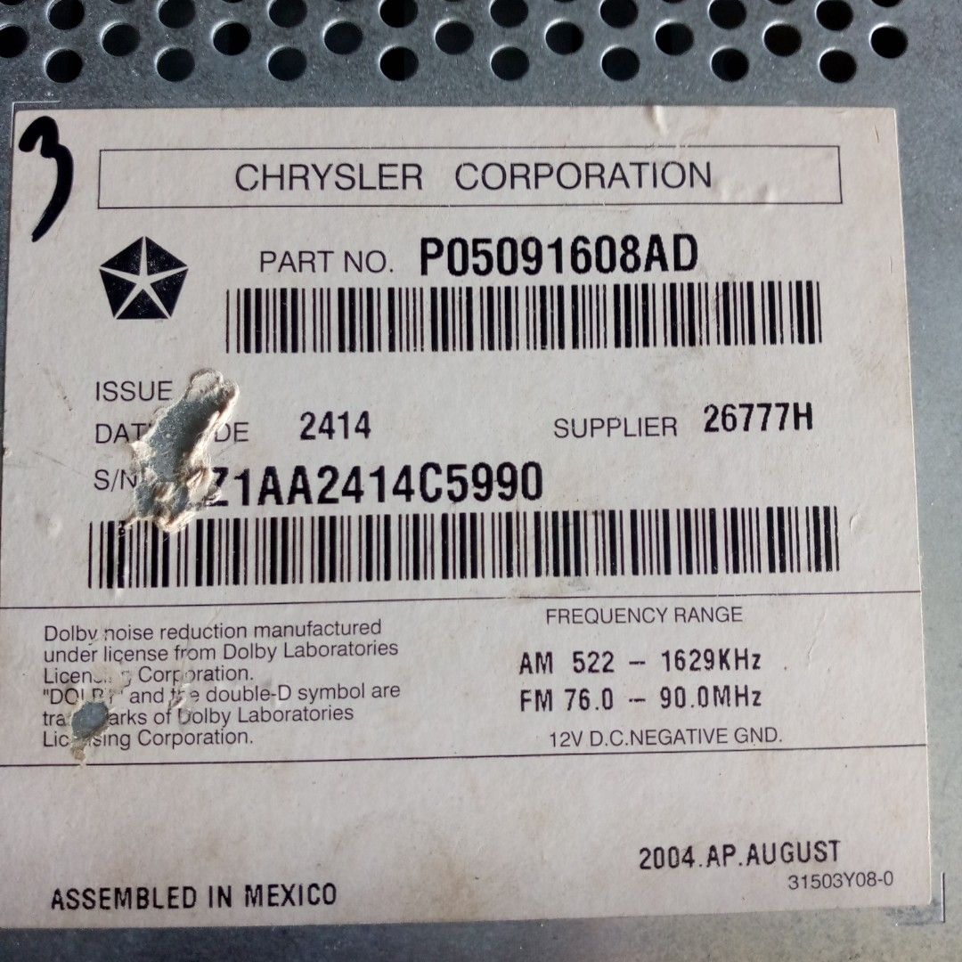 Chrysler Corp AM/FM CD Cassette Player (Category: Portable Music Players) located in Davao. Submitted by vujong (Listing ID 1468997372, Image 3). Description: Untested As Is.