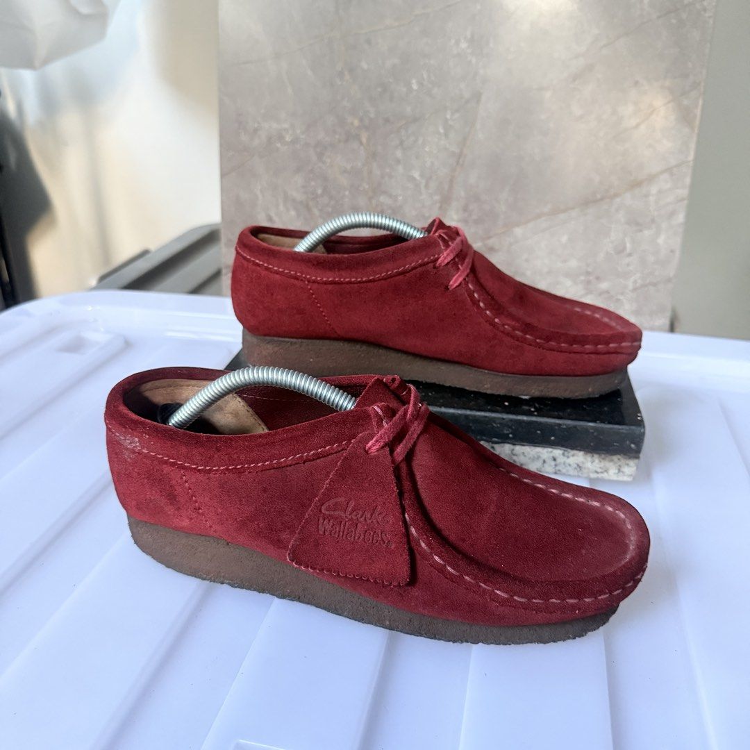 Clarks Wallabee Red Suede (Category: Sneakers) located in Quezon City. Submitted by hervics (Listing ID 1469029853, Image 1). Description: Original Clarks Wallabees RFS: Decluttering .