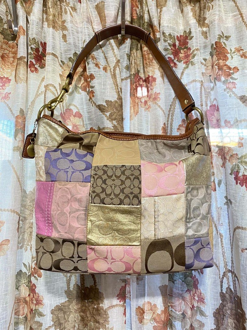 Coach Patchwork Hobo Vintage Bag (Category: Shoulder Bags) located in Muntinlupa City. Submitted by lovefrenzie (Listing ID 1469066489, Image 1). Description: Coach Patchwork Med to Large size In very good condition 9.5/10 Super Pretty and colorful prints 😍 💐🌸 Negotiable offer lang po 🫰🏼😘 Layaway for 1 month available DP 20% only Alabang location .