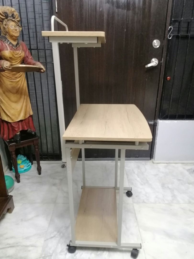 Computer desk with top and bottom storage shelves (Category: Office Furniture & Fixtures) located in Muntinlupa City. Submitted by aecyac (Listing ID 1469080894, Image 2). Description: 𝐂𝐨𝐦𝐩𝐮𝐭𝐞𝐫 𝐃𝐞𝐬𝐤 Brand: San-Yang Model: 405310 Dimension: 60 x 40 x 115 cm (LWH) (See photo for scale) Never used; original packaging box & assembly instruction none To be delivered as an assembled one piece (as shown in the photo) 𝐋𝐎𝐂𝐀𝐓𝐈𝐎𝐍: 𝐁𝐫𝐠