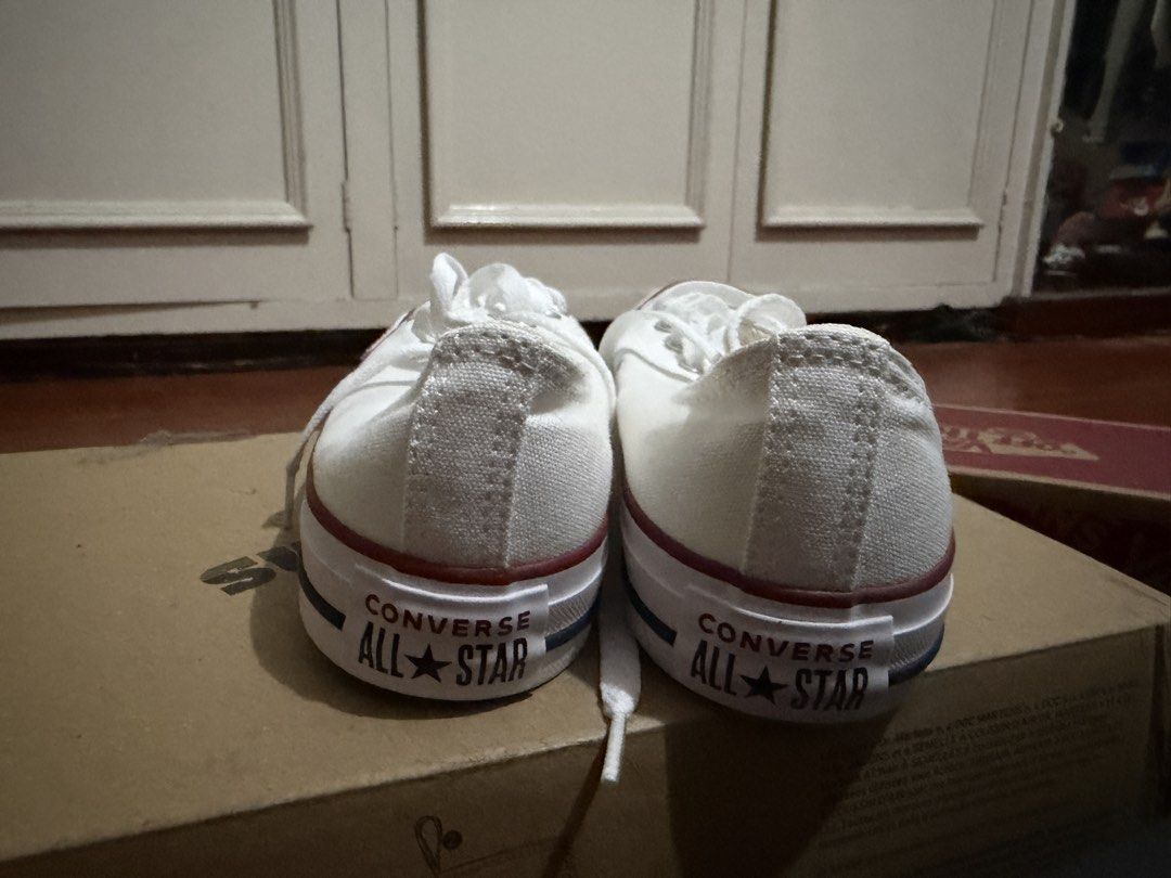 Converse All Star Chuck Taylor White Low Top (Category: Sneakers) located in Paranaque City. Submitted by pausauz (Listing ID 1469039247, Image 3). Description: - Brand: Converse All Star - Style: Classic Low Top - Color: White - Condition: Brand new, never worn, crisp clean condition - Inclusions: Original box NEVER USED :) .