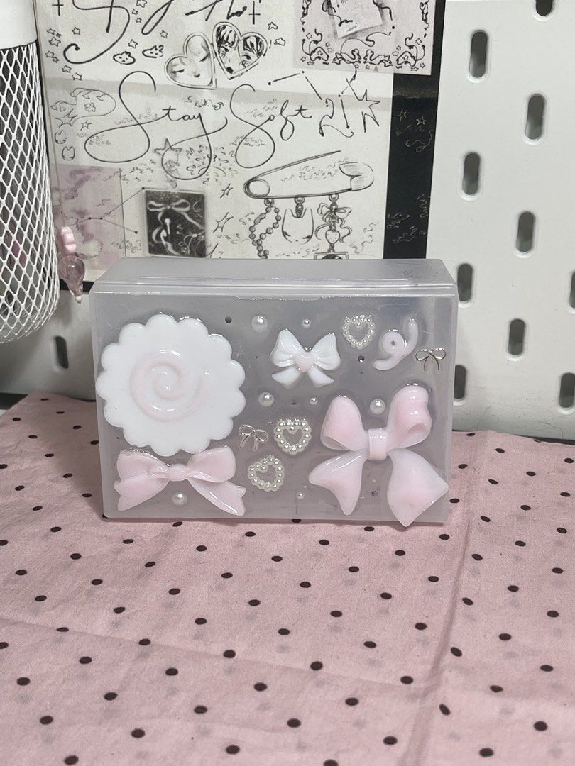 Coquette Pink Resin Storage Box (Category: Handmade Craft) located in Mariveles. Submitted by nahtmystyle (Listing ID 1468954154, Image 2). Description: These are handcrafted items, so please manage your expectations as some items may have minor imperfections💓 some organizers have minor cracks loc: bataan mop: gcash mod: jnt .