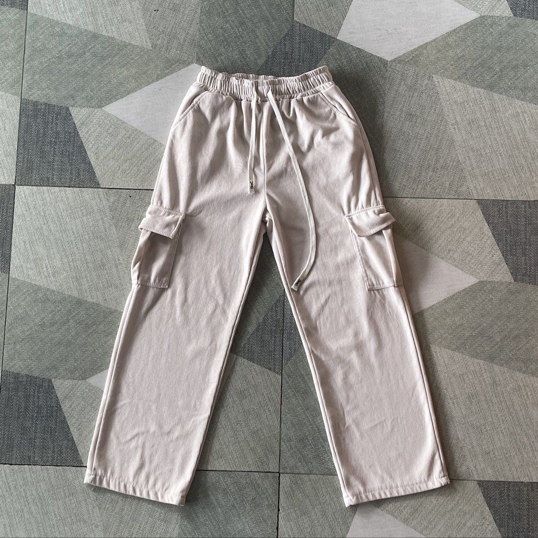 cream corduroy straight pants (Category: Other Bottoms) located in Pasig City. Submitted by sirendiva_ (Listing ID 1468962911, Image 1). Description: - dimes in the last pic - 4 functional pockets - small sized and garterized pants.