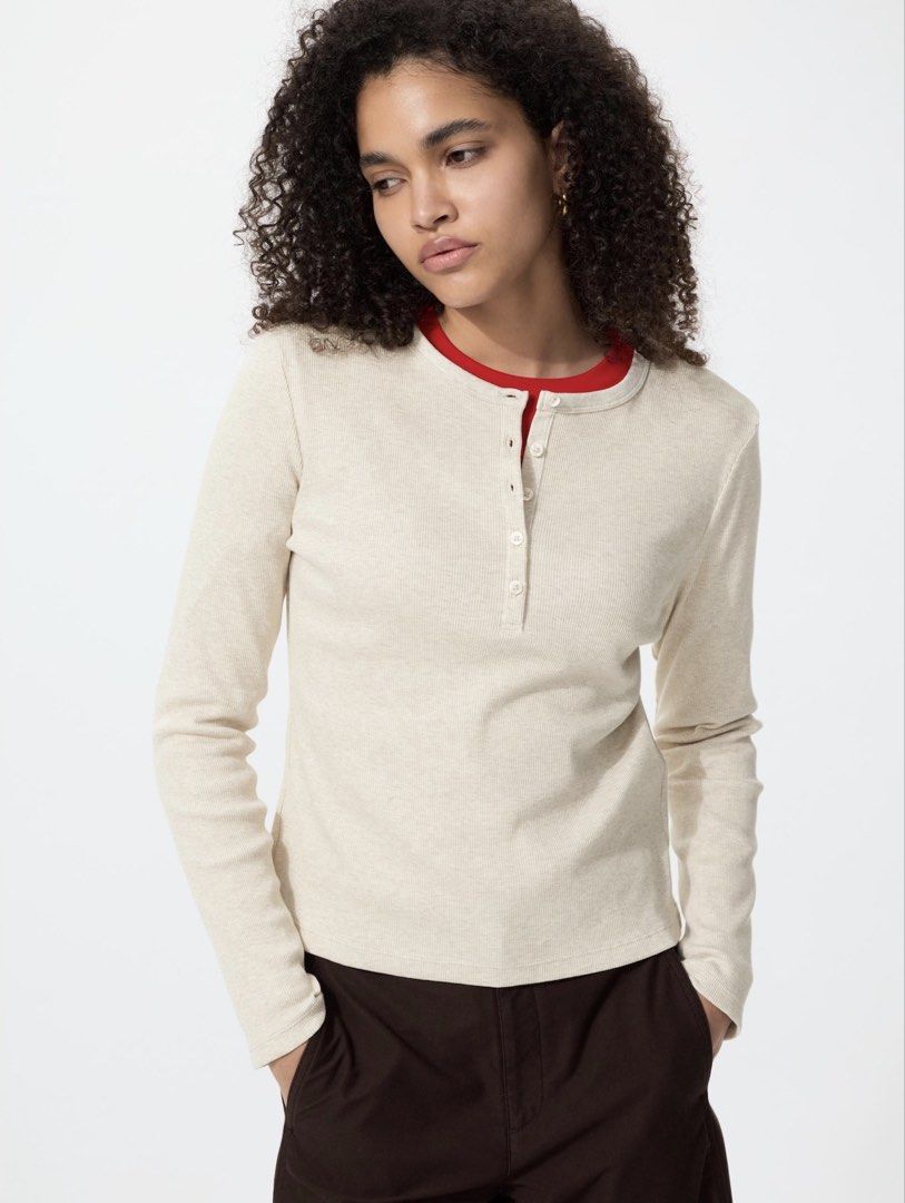 cream henley longsleeve shirt (Category: Longsleeves) located in Muntinlupa City. Submitted by konmaried (Listing ID 1469111491, Image 1). Description: Free sf.
