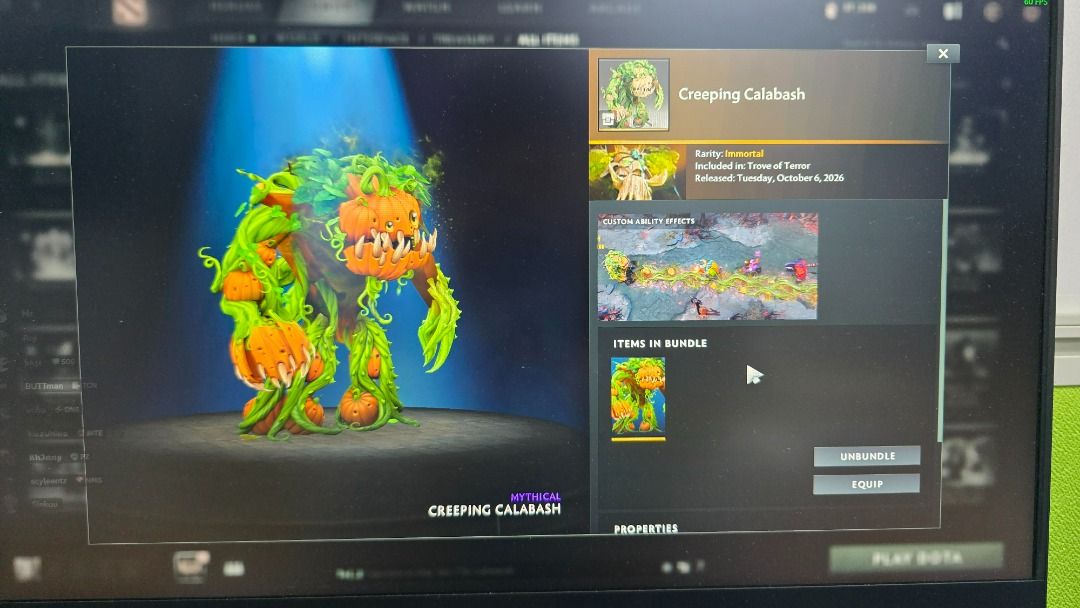 Creeping Calabash Tiny Set Dota 2 (Category: In-Game Products) located in Binan City. Submitted by Roj_Vizcarra07 (Listing ID 1469115020, Image 1). Description: - Hero: Trent Protector - Set: Creeping Calabash - Condition: Giftable or tradeable per Dota 2 rules - Perfect addition to your collection!.