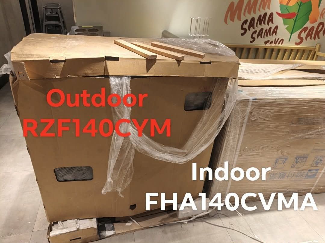 Daikin 6HP Ceiling Suspended (Category: Air Conditioning and Heating) located in Quezon City. Submitted by swerte.mo (Listing ID 1469081284, Image 1). Description: - Brand new, factory-sealed in original packaging - Includes: Outdoor unit (RZF140CYM) and Indoor unit (FHA140CVMA) - Indoor unit is factory sealed and never opened or used - Outdoor unit is opened but unused - For pickup in Novaliches, Quezon City - RFS: incorrect voltage purchased - 