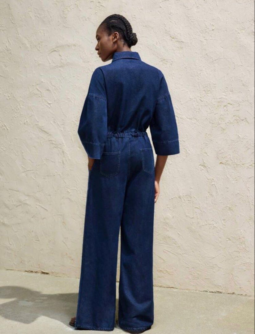 Shein denim jumpsuit with tie waist XL (Category: Jumpsuits) located in Pasig City. Submitted by calliemanila (Listing ID 1469042021, Image 2). Description: - Shein romper, bought for 1600 selling for only 600. Never used and no flaws! Good condition. - Dimensions stated on the last photo. Size XL. - Color is lighter than the one in photo (SHEIN website) .