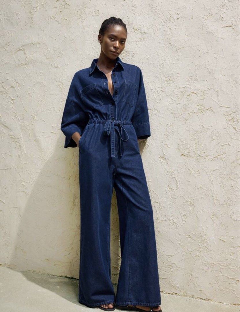 Shein denim jumpsuit with tie waist XL (Category: Jumpsuits) located in Pasig City. Submitted by calliemanila (Listing ID 1469042021, Image 1). Description: - Shein romper, bought for 1600 selling for only 600. Never used and no flaws! Good condition. - Dimensions stated on the last photo. Size XL. - Color is lighter than the one in photo (SHEIN website) .