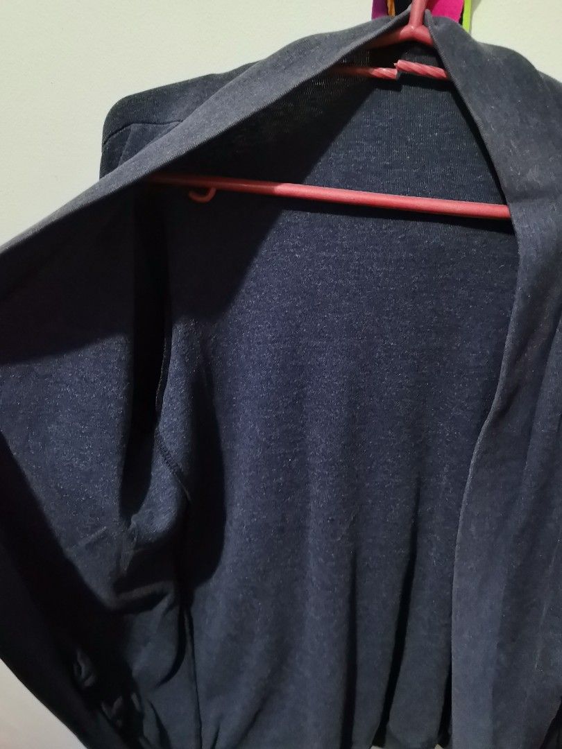 Dark Navy Blue Open Front Cardigan (Category: Coats, Jackets and Outerwear) located in Valenzuela. Submitted by paaaatt (Listing ID 1469014167, Image 3). Description: - Color: Dark navy blue - Style: Open front with shawl collar - Fit: Relaxed fit with long sleeves - Material: Soft knit fabric, perfect for layering - Condition: Great basic piece for everyday wear.