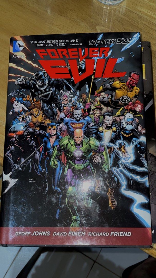 DC Comics The New 52 Forever Evil Graphic Novel (Category: Comics & Manga) located in Manila. Submitted by andreslvdr (Listing ID 1469098808, Image 1). Description: - Title: Forever Evil (DC Comics The New 52) - Creators: Written by Geoff Johns, art by David Finch & Richard Friend - Cover Features: Lex Luthor, Black Manta, Catwoman, Bizarro, and more - Format: Softcover edition - Condition: Read once -Send offers .